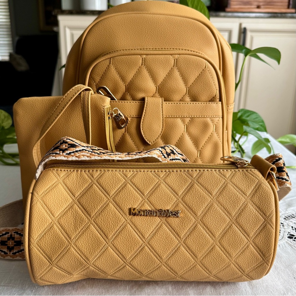 Montana West Mustard Backpack Set